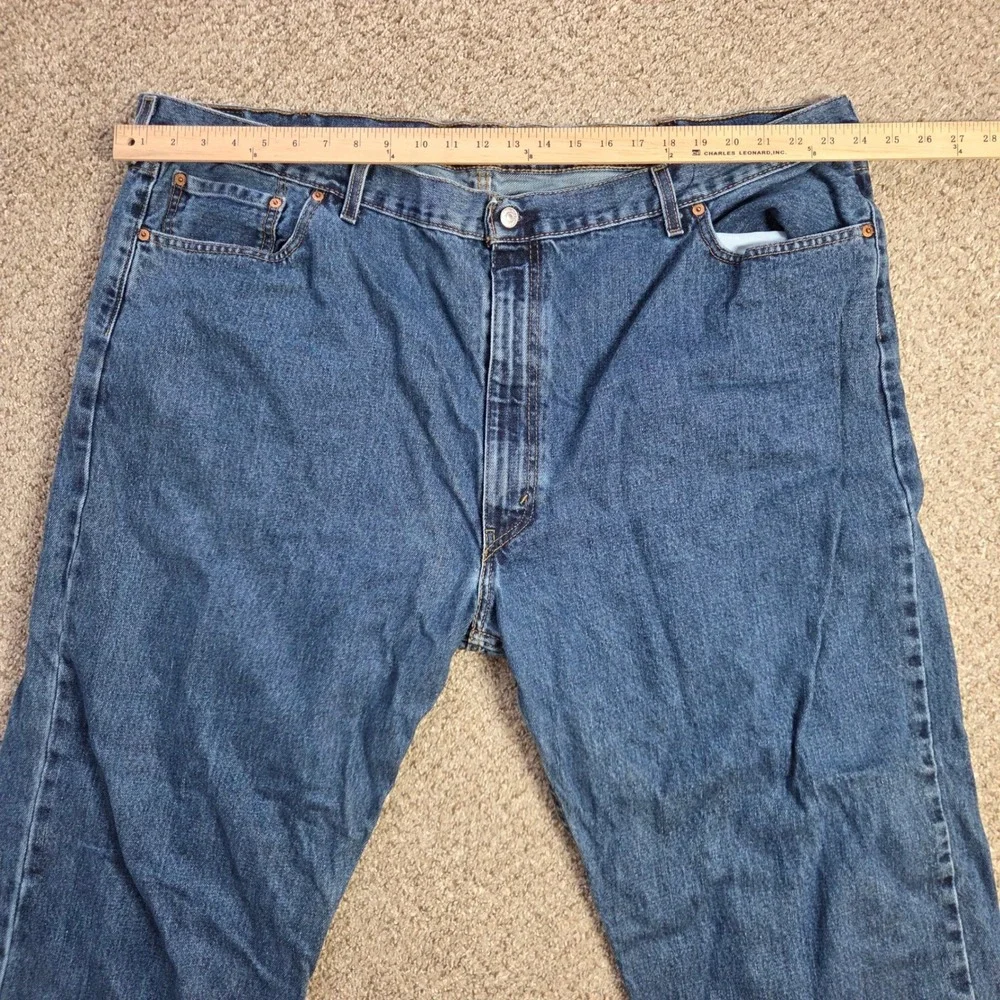 Levis 505 Regular Fit Straight Leg Blue Denim Jeans Mens 52x30 Medium Wash
